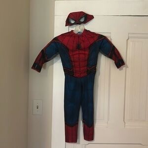 Spiderman costume with mask. No tag. 31 inch length, 12 inches chest